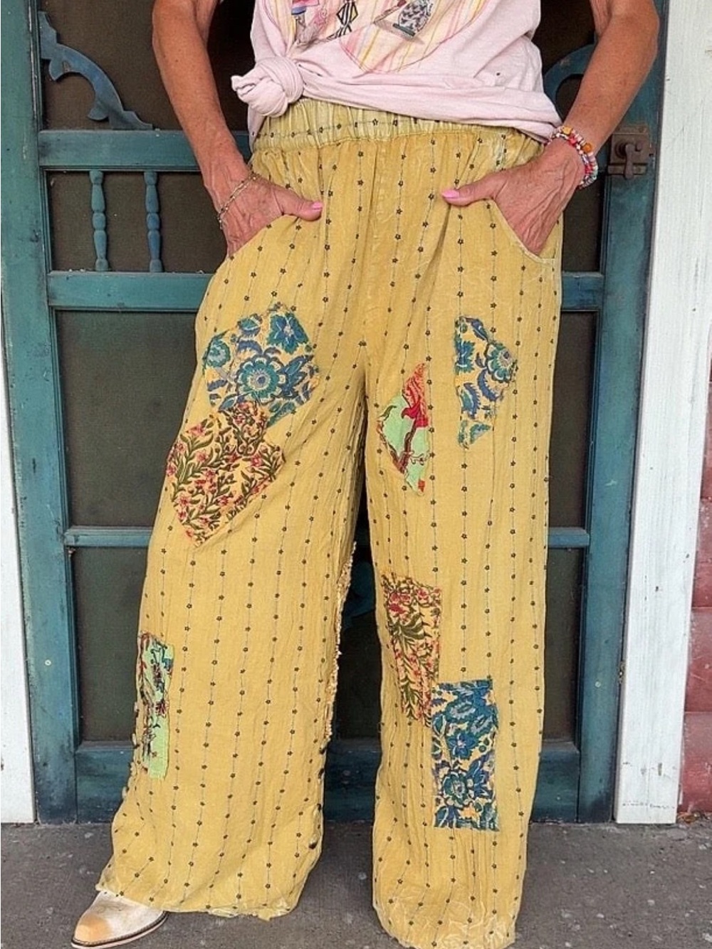 🔥 BRAND NEW Dahlia REVERSIBLE Pants by A Rare Bird - Vintage Patchwork Wide Leg - Picture 2 of 11